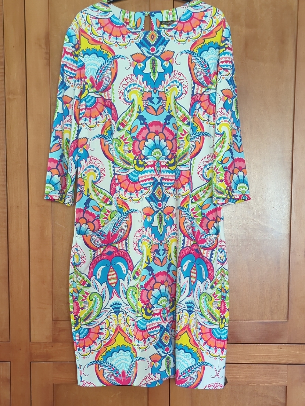 J. McLaughlin Bright Multi Floral Paisley Shift Dress Large